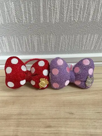 디즈니 미니 데이지 리본 머리끈 글리터 2개 세트