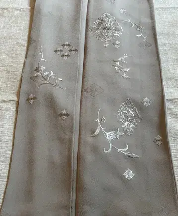 츠케사게 자수 꽃+덩굴 패턴 하나비시 그레이지 펄톤 가공 완료