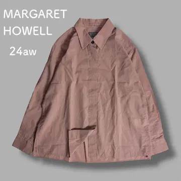 MARGARET HOWELL 긴팔 셔츠 히든 버튼 더스티 핑크 코튼