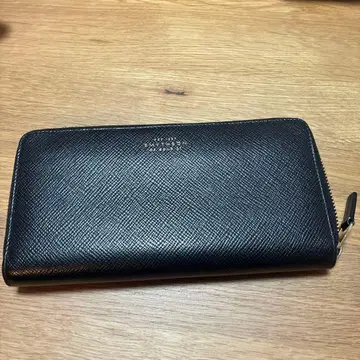 SMYTHSON 장지갑 레더 지퍼 퍼스 L 블랙