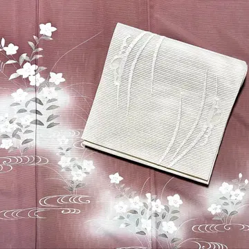 명주 호몬기(도라지꽃 패턴)와 오비를 세트로