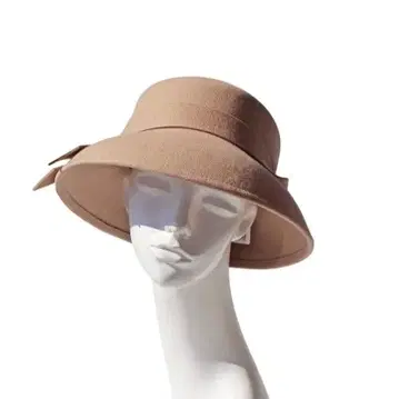 맥시 리본 포함 울 햇 베이지