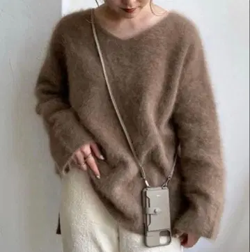 CAPRICIEUXLEMAGE 니트 라쿤 풀오버 프리 사이즈 브라운