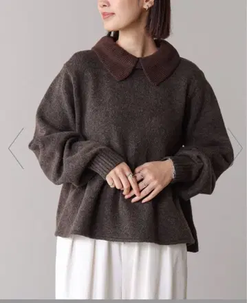 Bou Jeloud [ WEB 한정판 ] 카라 부착 페플럼 니트