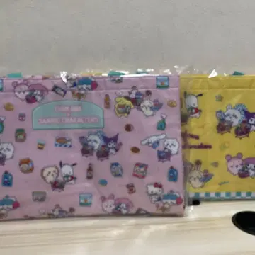치이카와 산리오 캐릭터즈 레지 바스켓백 핑크 옐로우 컬러 2종 세트
