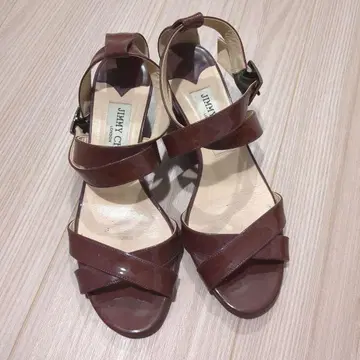 JIMMY CHOO 퍼플 크로스 스트랩 샌들 35.5