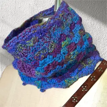 [핸드니트] 블루 색상 단염 크로셰 뜨개질 넥워머