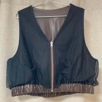 LEPSIM 리버서블 튤 인조 가죽 베스트