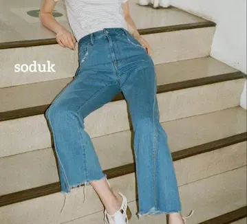 [가격 인하 협상 환영] 스도크 오버 랩핑 데님 플레어 데님 블루 M