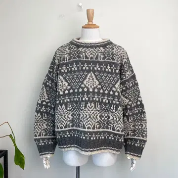 90s BAY CLUB 노르딕 무늬 울 스웨터 빈티지 구제 의류
