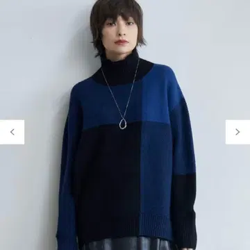 [세탁 가능] 소프트 캐시미어 믹스 블로킹 하이넥 니트 ICB