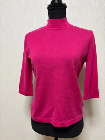 핑크 하이넥 니트 오부 소매