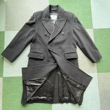 아쿠아 스큐텀 트렌치코트 다크 그레이 더블 브레스트 롱 코트