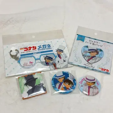 명탐정 코난 괴도 키드 쿠로바 카이토 아크릴 키링 캔뱃지 세트