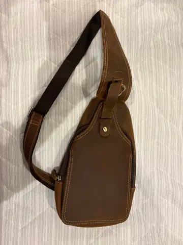 천연 가죽 숄더백 남성용 사선 브라운