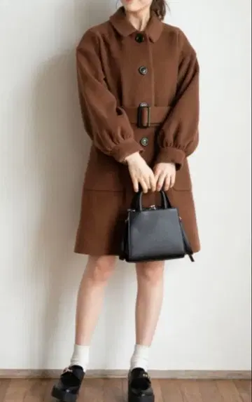 Heather 2WAY 디자인 롱 코트 브라운