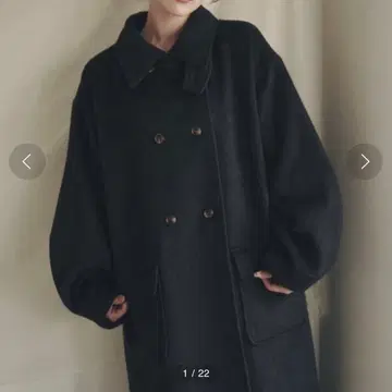 moi tytto 플랩 포켓 스탠드 카라 롱 코트