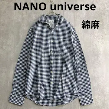 나노 유니버스 플란더스 린넨 체크 셔츠 긴팔 네이비 컬러