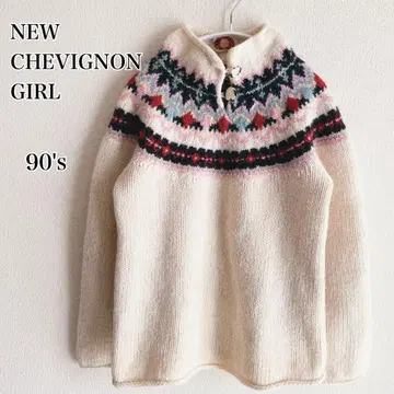 90s 노르딕 무늬 울 니트 모 100% 빈티지