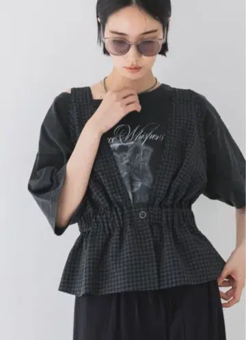 JEANASIS 체크 자카드 페플럼 베스트 미사용 새상품