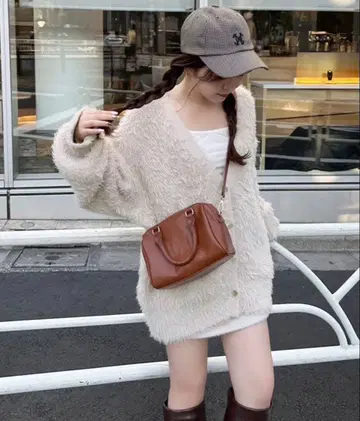 [ 미사용품/택 포함 ] NICE CLAUP 페더 롱 가디건 베이지