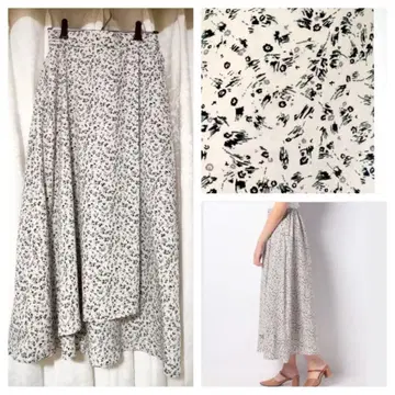 테치치 클래시컬 미니 꽃무늬 플레어 롱 스커트 A라인 뷰티풀