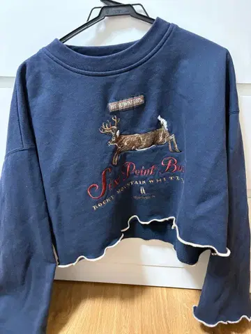 구제 의류 사슴 맨투맨 숏 기장