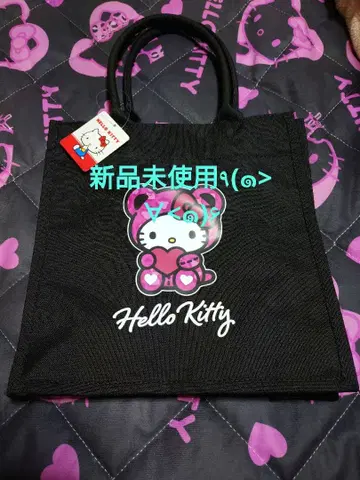 키티 스퀘어 토트백 레오파드 무늬