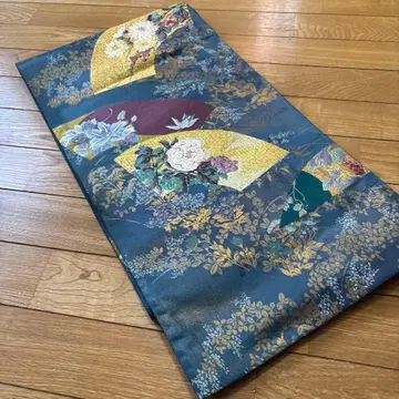 순수 실크 후쿠로 오비 육통 초화