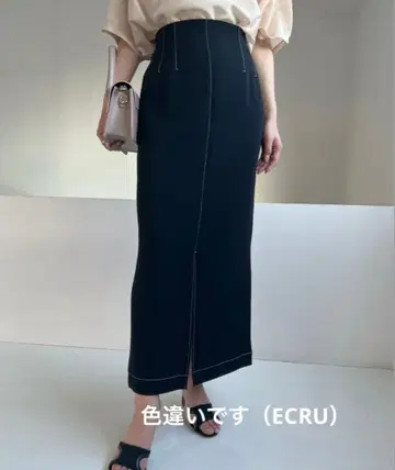 anuans 더블 크로스 스칼라 스티치 타이트 스커트 ECRU M 사이즈