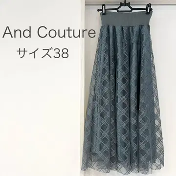 And Couture 레이스 체크 플레어 스커트 38