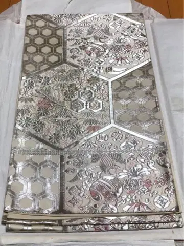 미츠마츠 은 핑크 육각형 무늬 후쿠로 오비