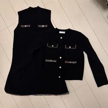 CELFORD 완판 미사용에 가까운 트리밍 미니 니트 원피스 세트 38