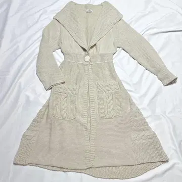 GRACE CONTINENTAL 케이블 니트 롱 가디건 A라인