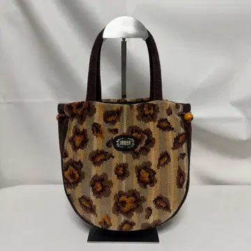 페이 핸드백 복조리 레오파드 슈니르 직조 브라운