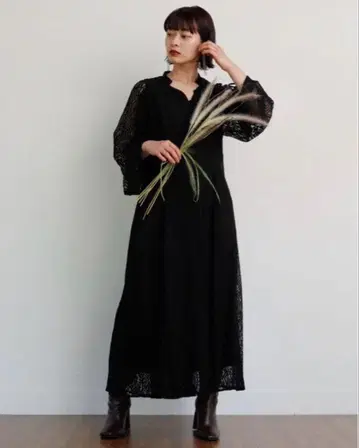 드로스트 슬리브 롱 원피스