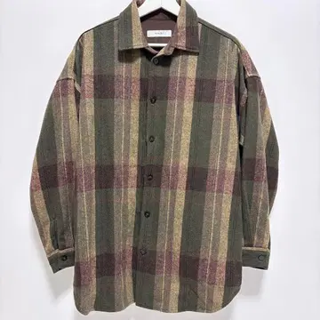 INHERIT 카키 울 두꺼운 원단 셔츠 자켓 오버 사이즈