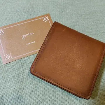 genten 브라운 가죽 코인 케이스
