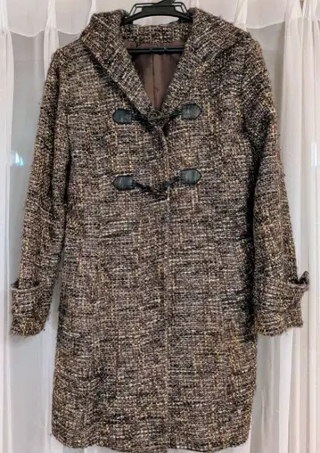 후드 부착 더플 코트 사이즈 38 브라운 계열