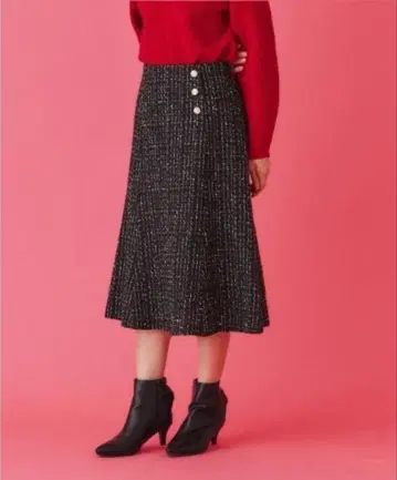 라메 트위드 머메이드 플레어 스커트
