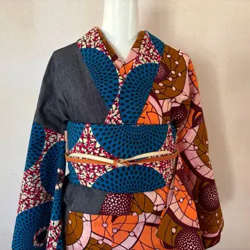 홑옷 기모노 아프리카 기모노 반쪽 다른 무늬 옷 맞춤 화장 길게