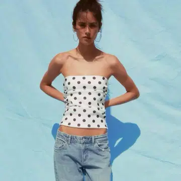 완판템 ZARA 도트 무늬 스트랩 레스트 상의 S 택 포함 새상품 새상품