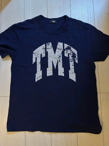 TMT 네이비 로고 프린트 T셔츠