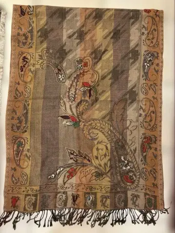 시삼 공방 인도산 퓨어 울 100% 숄 스톨 자수