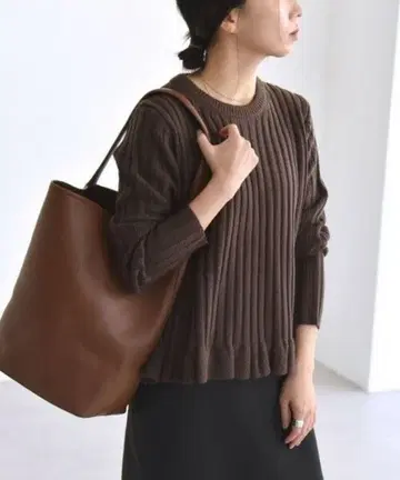 SHIPS quaranciel 파인 울 리브 프릴 헴 니트