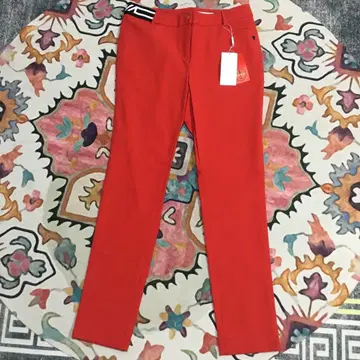 택 포함 여성용 골프 팬츠 레드 사이즈 M