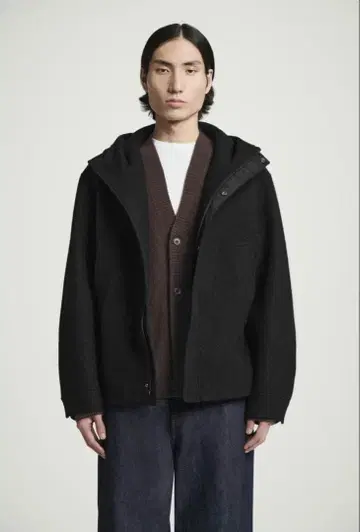 COS 판넬 넥 울 후드 자켓 (S)