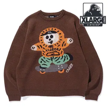 XLARGE skaterboy 로고 스웨터 XL 브라운