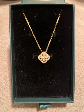 목걸이 지르코니아 플라워 클로버 골드 여성용