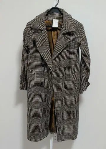 stella tokyo 체크 무늬 더블 브레스트 코트